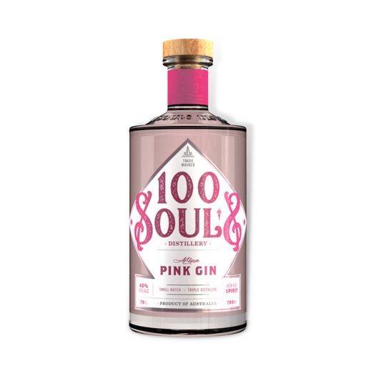 Australian Gin - 100 Souls Artisan Pink Gin 700ml (ABV 40%)