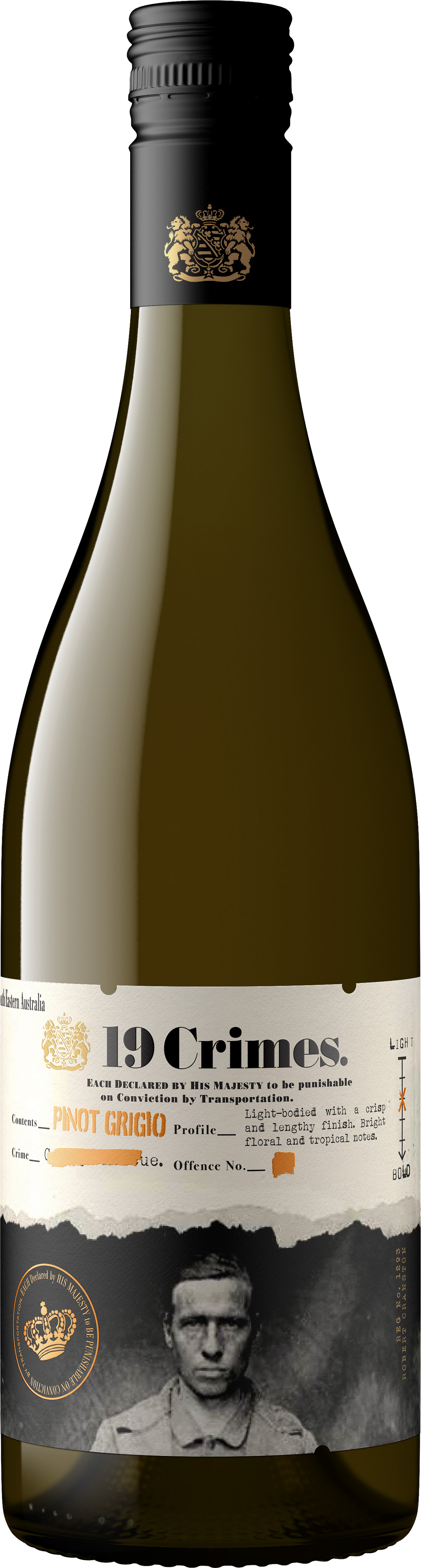 White Wine - 19 Crimes Pinot Grigio 750ml (ABV 12%)