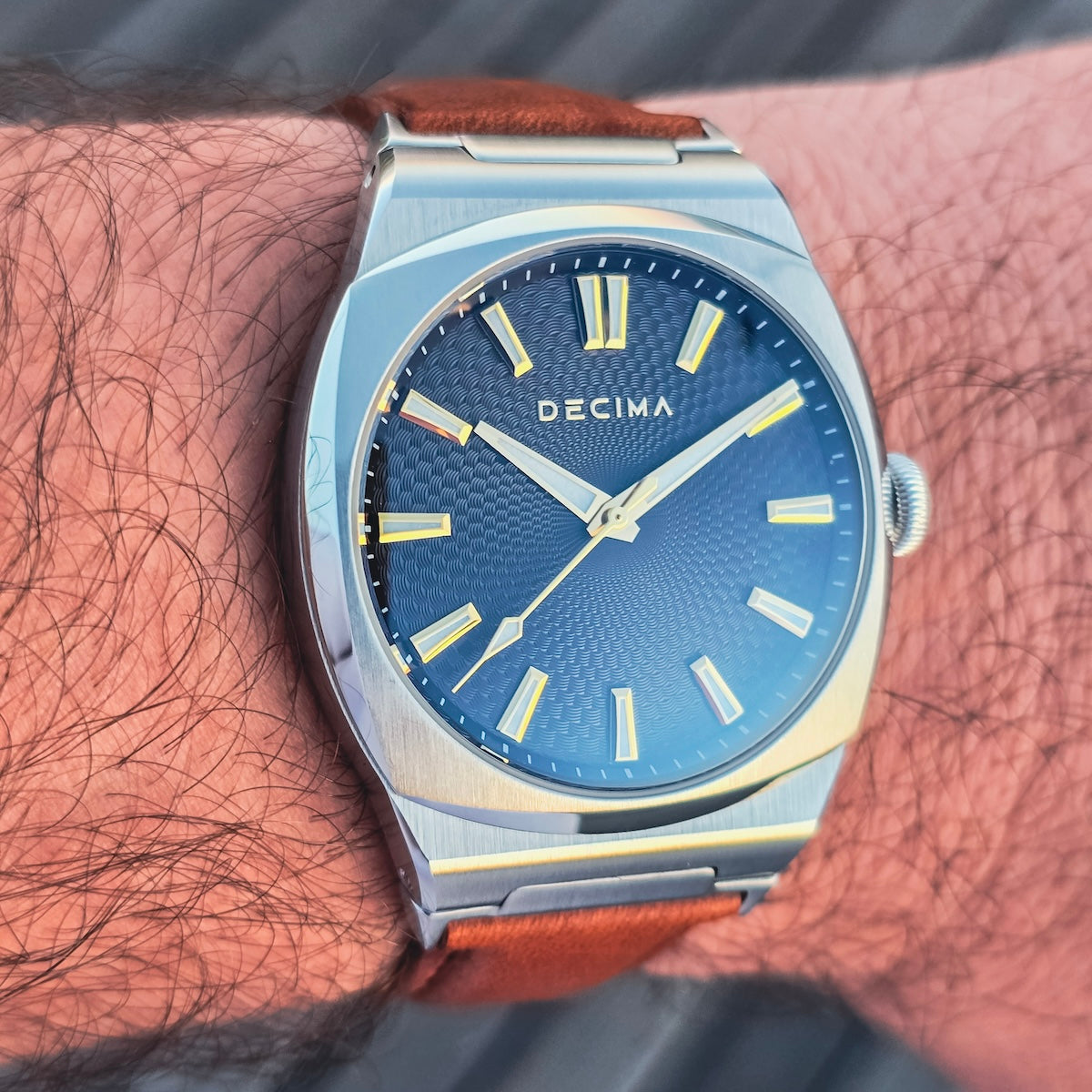 ステンレススチールブレスレットをつけたロイム・フロスト