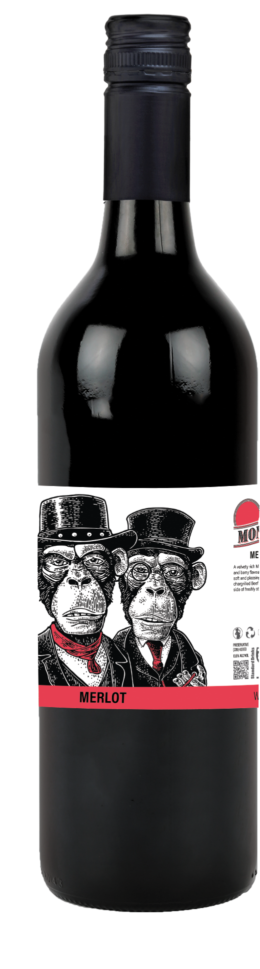 Red Wine - 2 Monkeys Merlot 750ml (ABV 13.5%)