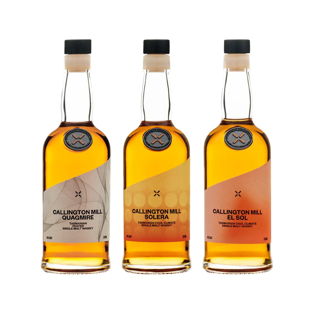 Australian Whisky - Callington Mill Tasmanian Whisky Gift Pack 3 x 200ml and Glencairn Glass