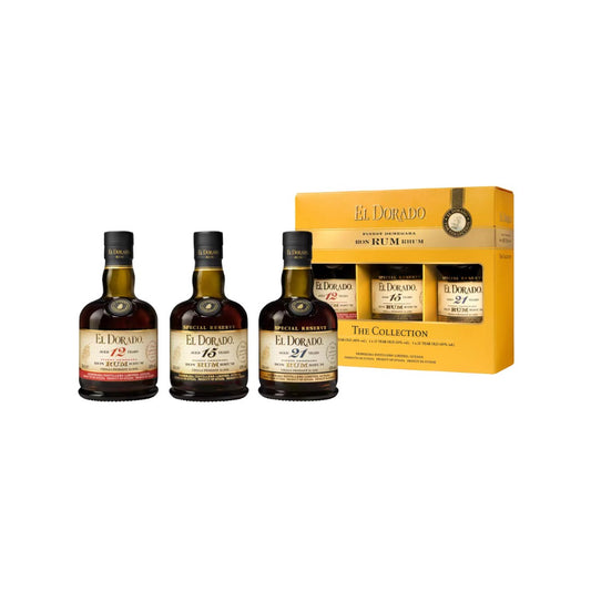 Dark Rum - El Dorado The Collection (12, 15 and 21 Year Old) 3 x 50ml Rum Gift Pack (ABV 40%)