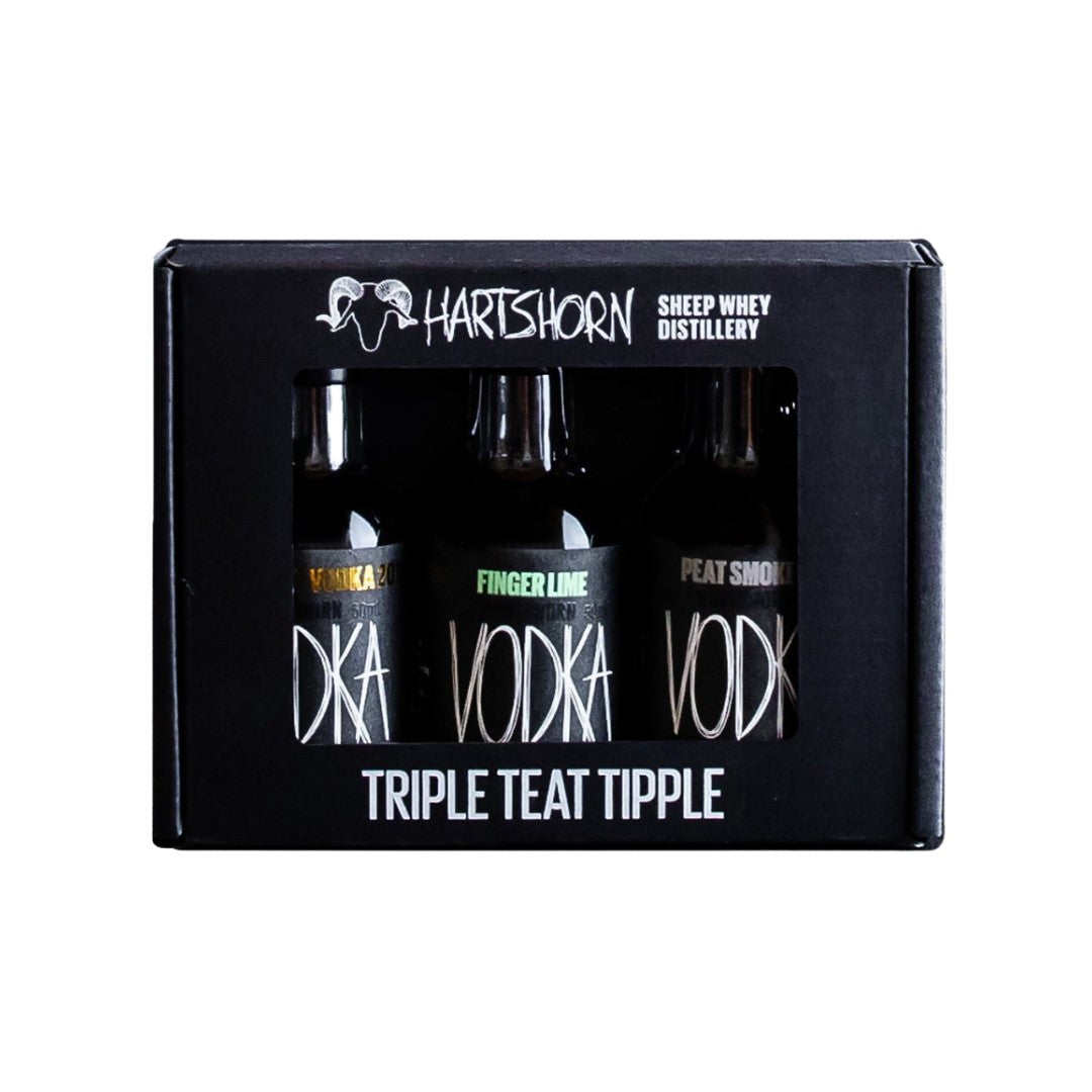 Australian Vodka -Hartshorn Trio Original Vodka, Finger Lime Vodka, Peated Vodka Gift Pack 3 x 50ml