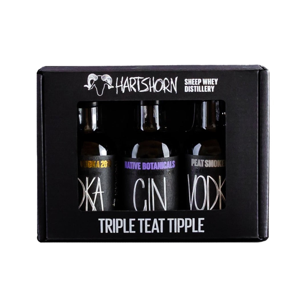 Australian Vodka -Hartshorn Trio Original Vodka, Native Botanicals Gin, Peated Vodka Gift Pack 3 x 50ml
