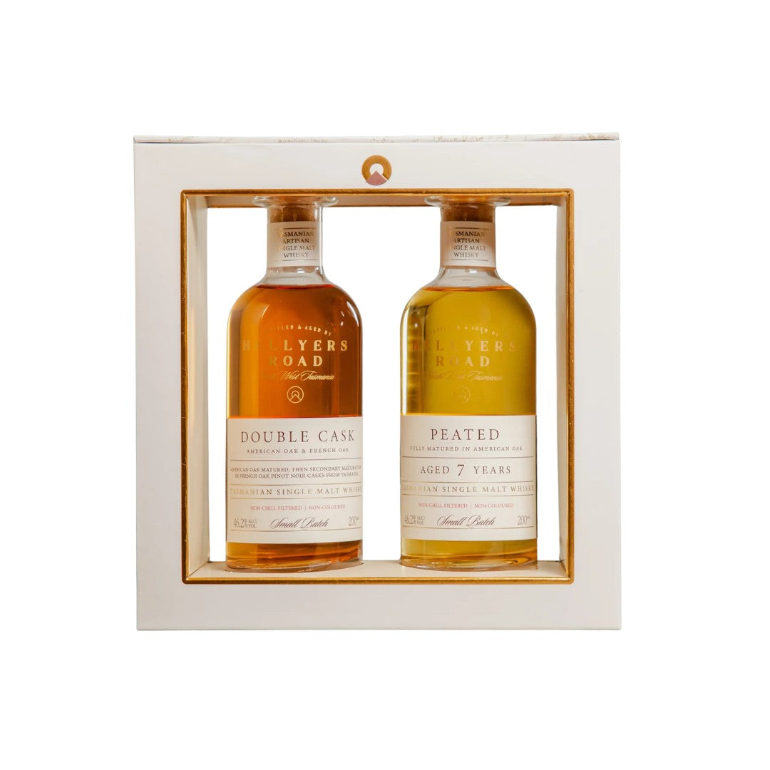 Australian Whisky - Hellyers Road Double Cask and Peated 7YO 2 x 200ml Gift Pack (ABV 46%)