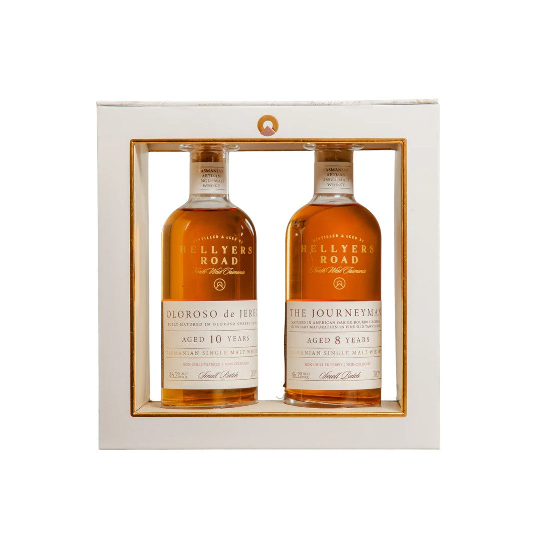 Australian Whisky - Hellyers Road Journeyman 8YO and Oloroso de Jerez 10YO 2 x 200ml Gift Pack (ABV 46%)