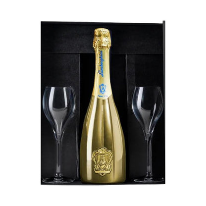 Champagne - Lamborghini Premium Gold Extra Dry Prosecco with 2 Glasses Set 750ml (ABV 12%)