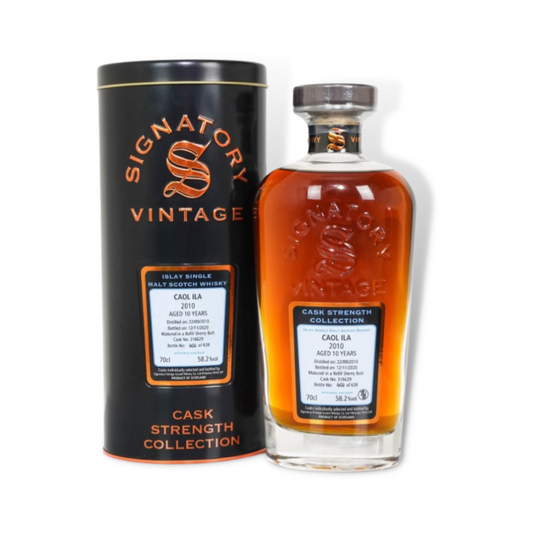 Scotch Whisky - Caol Ila 2010 10 Year Old Cask Strength Single Malt Scotch Whisky 700ml (Signatory Vintage) (ABV 58.2%)