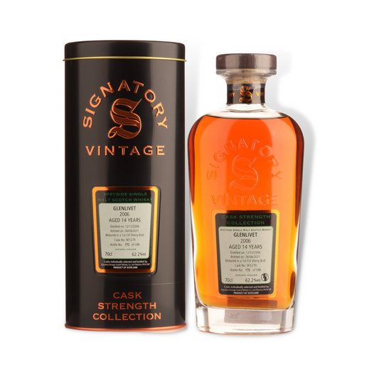 Scotch Whisky - Glenlivet 2006 14 Year Old Cask Strength Single Malt Scotch Whisky 700ml (Signatory Vintage) (ABV 62.2%)