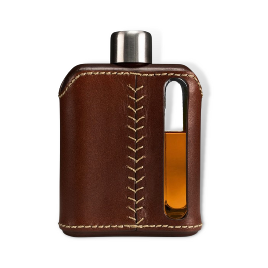 Flask - Ragproper Dark Brown Leather Glass Whisky Flask 100ml / 240ml