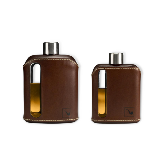 Flask - Ragproper Dark Brown Leather Glass Whisky Flask 100ml / 240ml