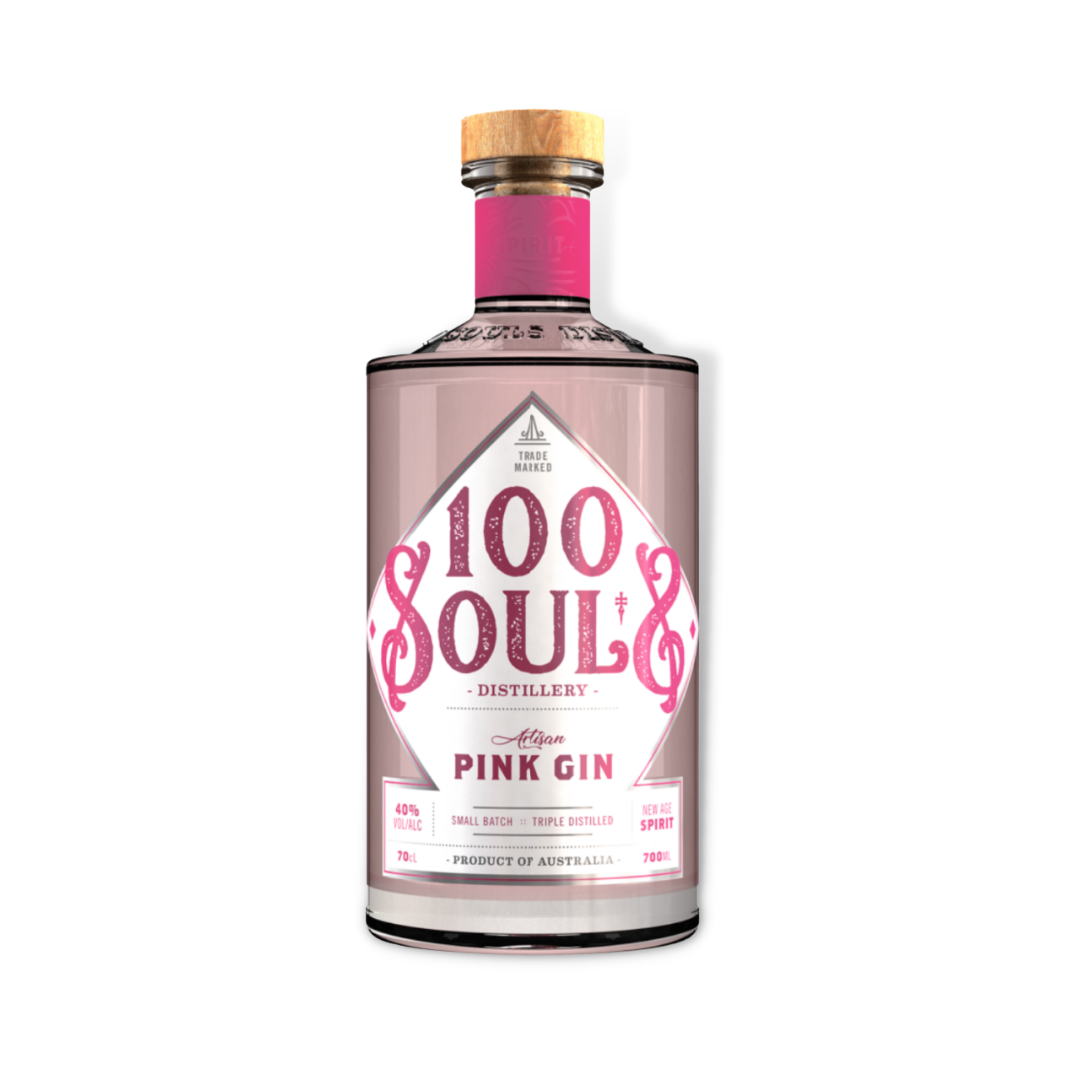Australian Gin - 100 Souls Artisan Pink Gin 700ml (ABV 40%)