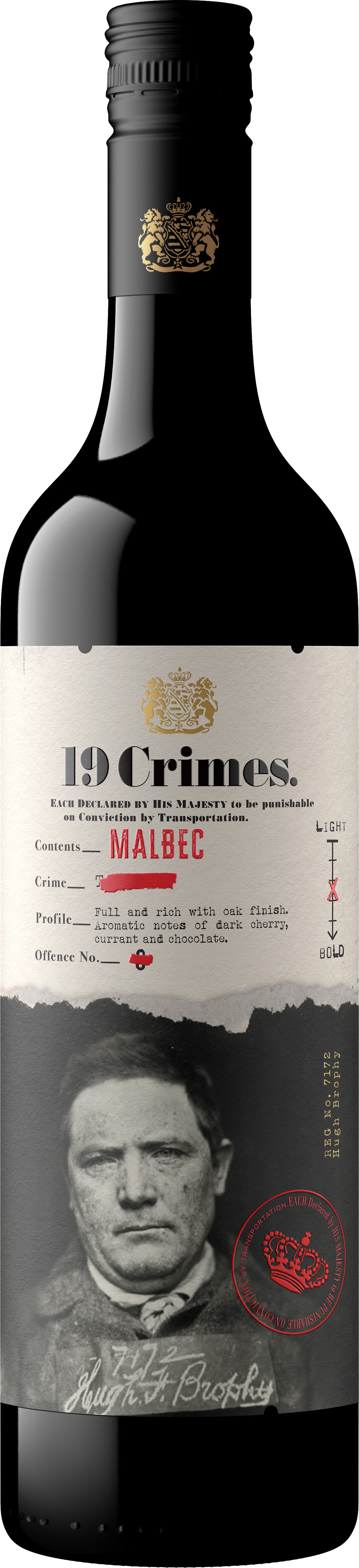 Red Wine - 19 Crimes Malbec 750ml (ABV 14%)