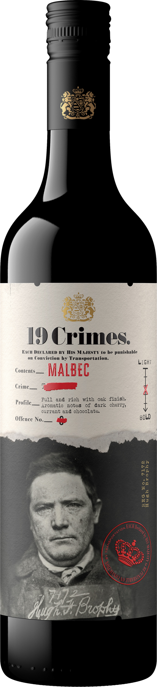 Red Wine - 19 Crimes Malbec 750ml (ABV 14%)