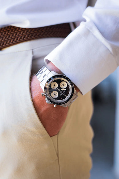 1960 Racing Chronograph Steel / Black & Off White