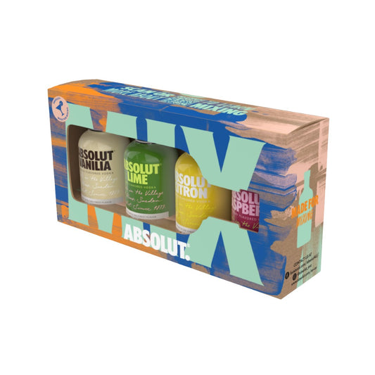 Swedish Vodka -Absolut Vodka Mini Mixed 4x 50ml Gift Pack (ABV 40%)