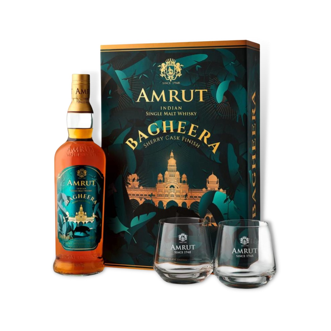 Indian Whisky - Amrut bagheera Sherry Cask Indian Single Malt Whisky Gift Set 700ml (ABV 46%)