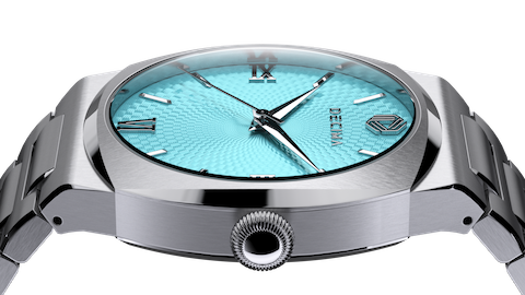 ステンレススチールブレスレットをつけたロイム・フロスト