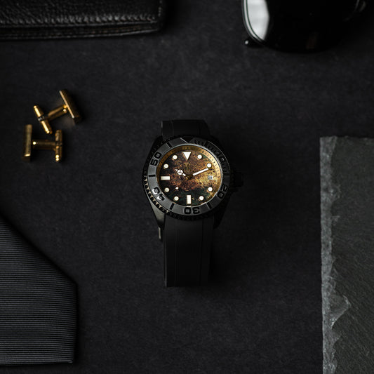 THE SUBMARINE | AG COLLECTIVE G 9040 BKYM-PA BLACK STRAP MEN WATCH