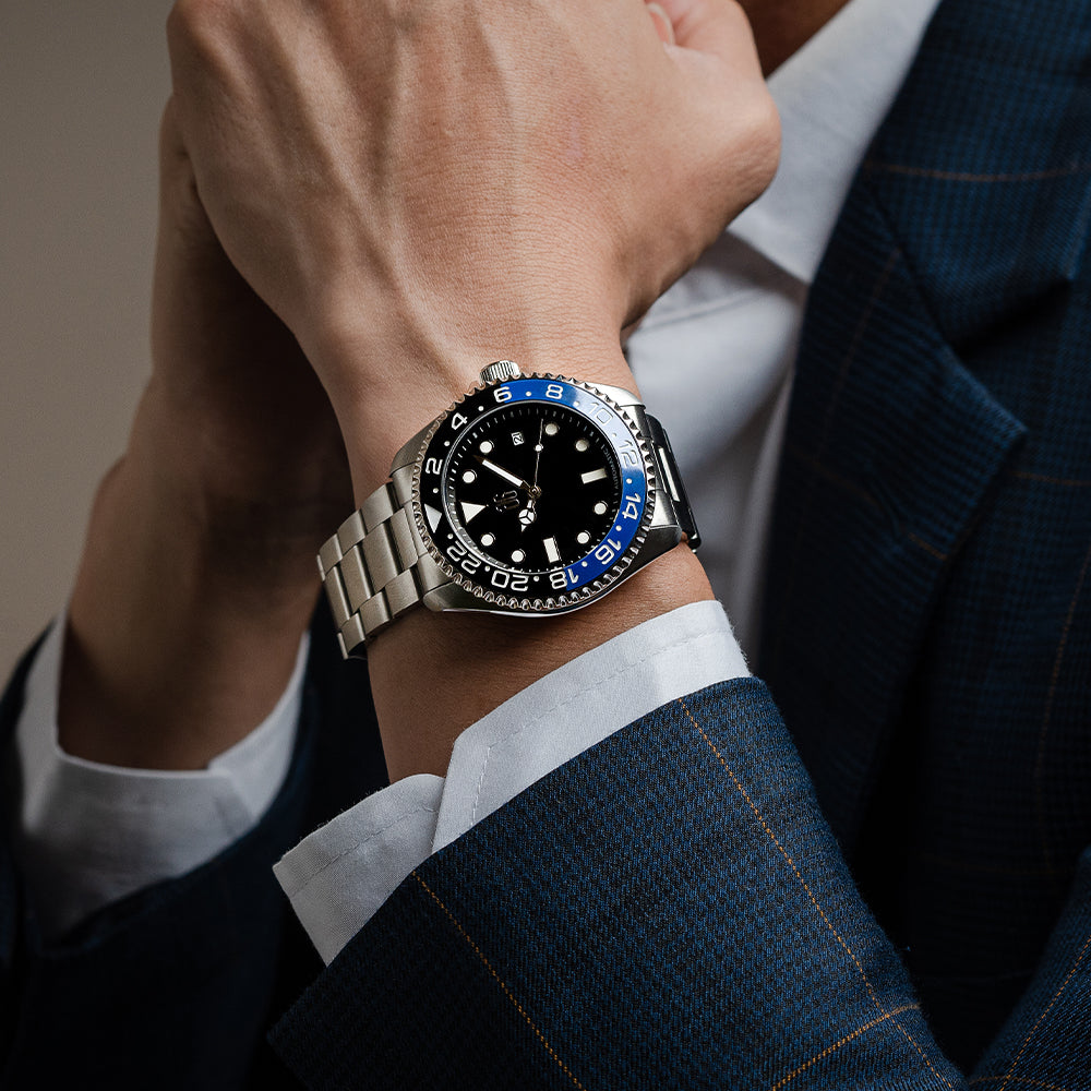 THE AEGEAN BLUE | AG COLLECTIVE G 9040 SBA-BK STAINLESS STEEL MEN WATCH