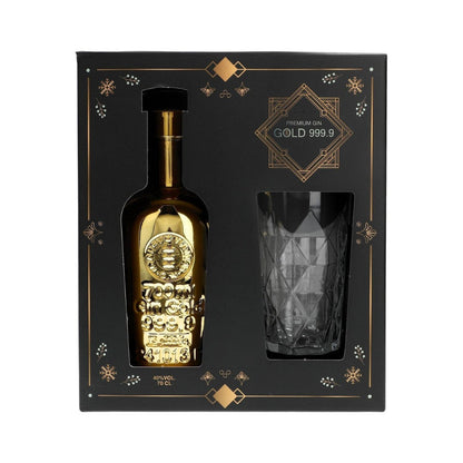 French Gin - Gold 999.9 Gin and Glass Gift Pack 700ml (ABV 40%)