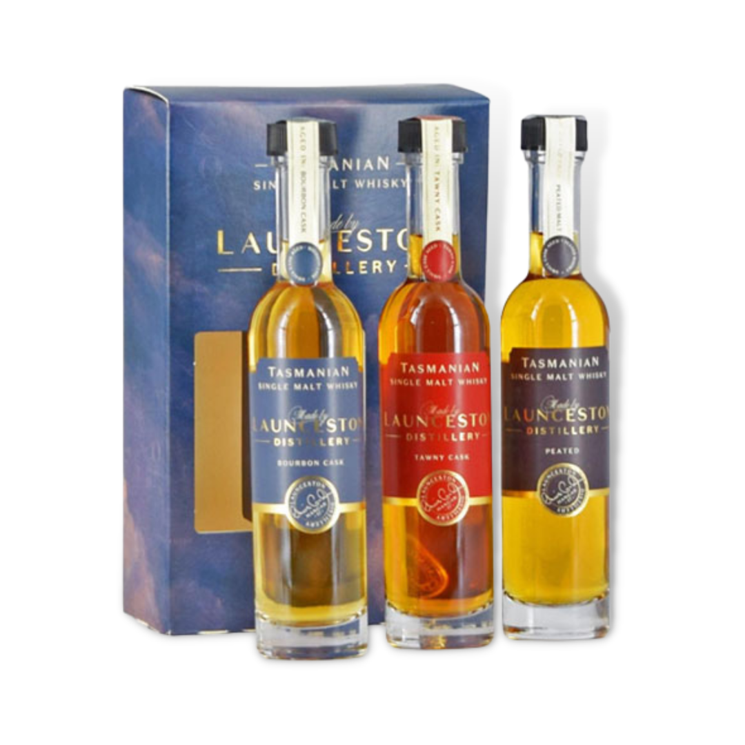 Australian Whisky - Launceston Distillery Single Malt Whisky Trio Gift Set 3 x 100ml (ABV 46%)