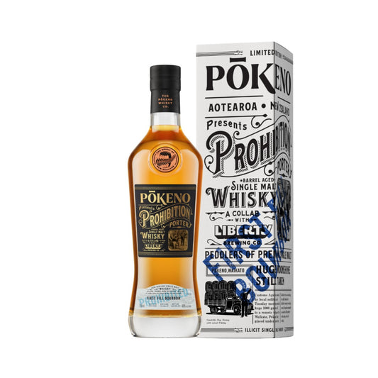 New Zealand Whisky - Pokeno Prohibition Porter Bourbon Single Malt Whisky 700ml (ABV 46%)