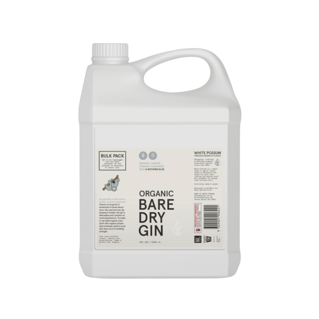 Australian Gin - White Possum Organic Bare Dry Gin 5ltr (ABV 40%)