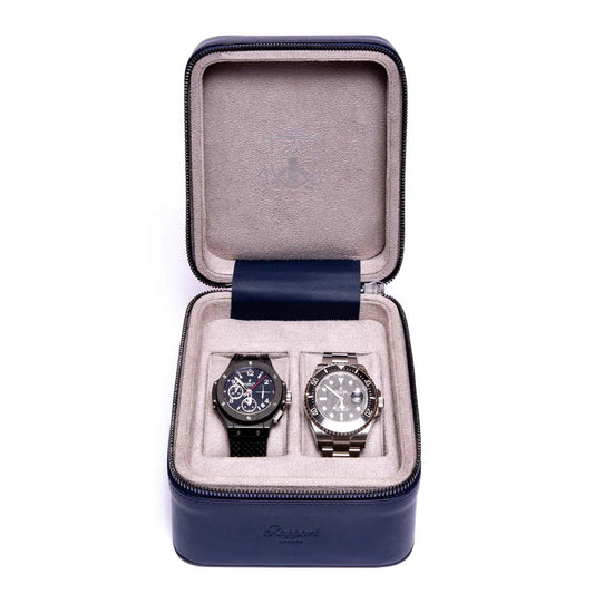 Hyde Park Two Watch Zip Case - Navy
