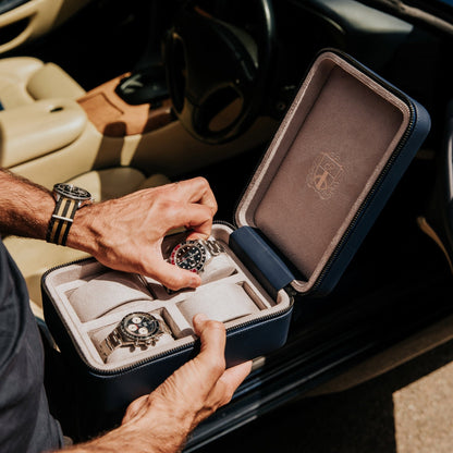 Hyde Park Four Watch Zip Case - Navy