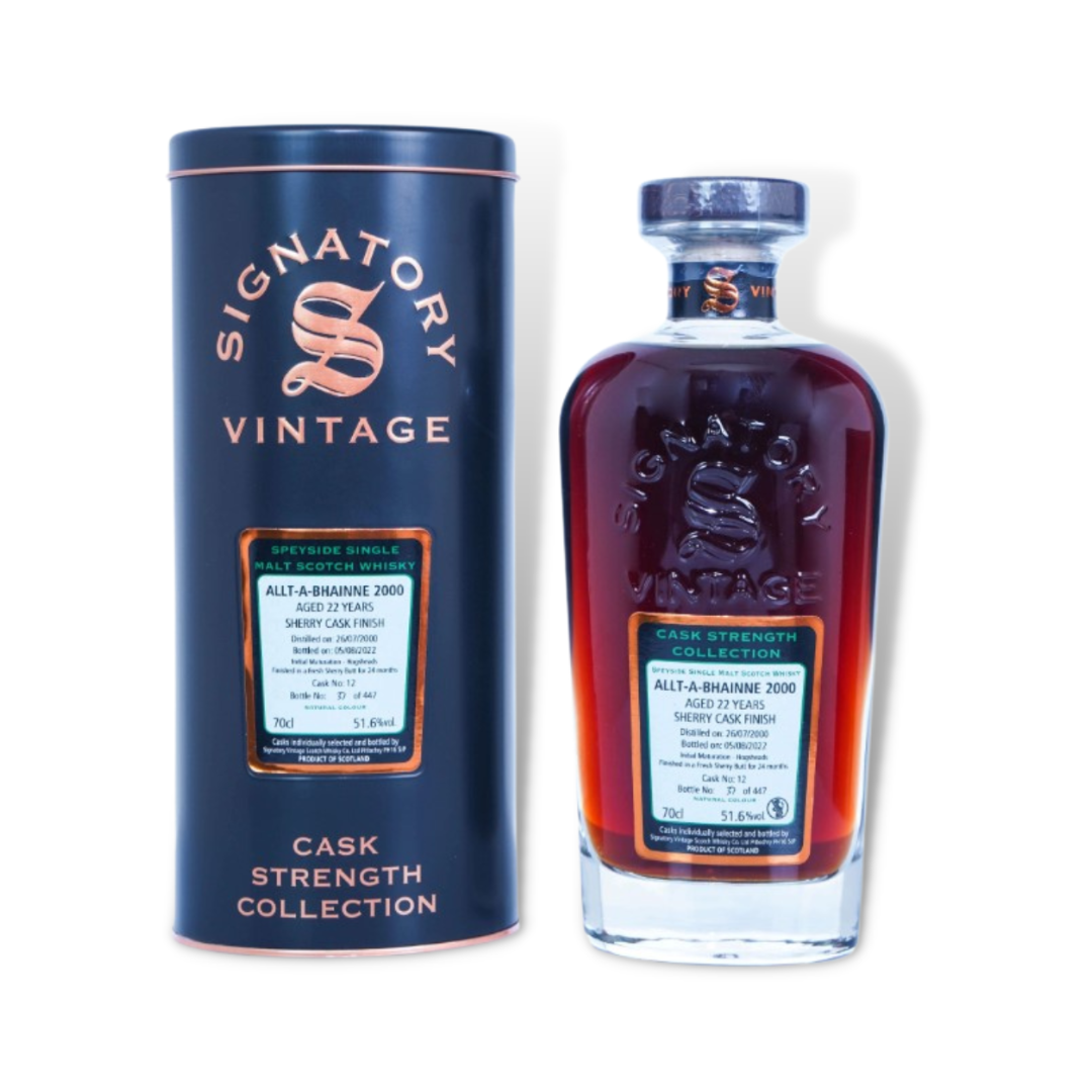 Scotch Whisky - Allt-a-Bhainne 2000 22 Year Old Cask Strength Single Malt Scotch Whisky 700ml (Signatory Vintage) (ABV 51.6%)