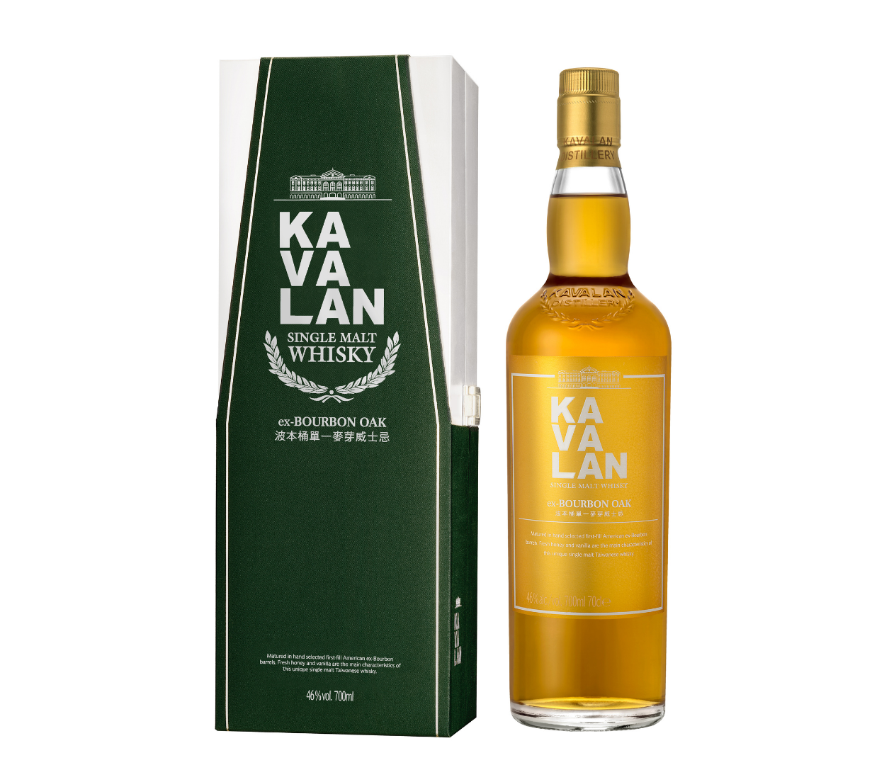 Taiwanese Whisky - Kavalan Ex Bourbon Oak Taiwanese Single Malt Whisky 700ml (ABV 46%)