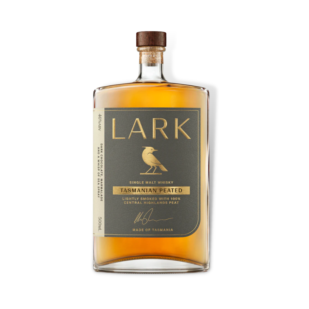 Australian Whisky - Lark Tasmanian Peated Single Malt Whisky 500ml / 100ml (ABV 46%)