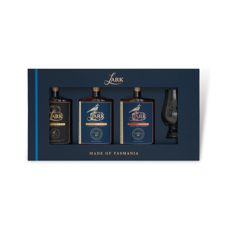 Australian Whisky - Lark Classic Flight Gift Pack with Glencairn Glass 3x100ml
