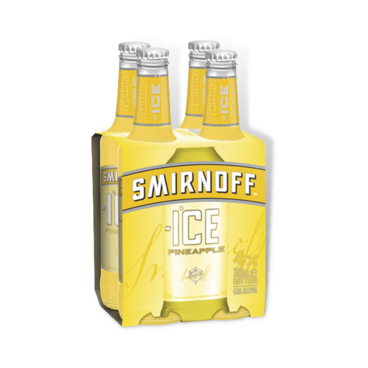 Australian Vodka - Smirnoff Ice Pineapple Vodka 300ml 4 Pack / Case of 24 (ABV 4.5%)