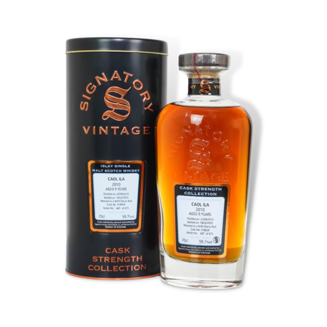 Scotch Whisky - Caol Ila 2010 9 Year Old Cask Strength Single Malt Scotch Whisky 700ml (Signatory Vintage) (ABV 59.7%)