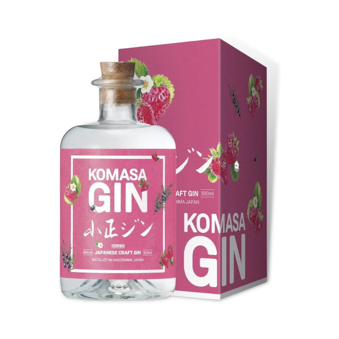 Japanese Gin - Komasa Gin Ichigo Strawberry Japanese Crafted Gin 500ml (ABV 40%)