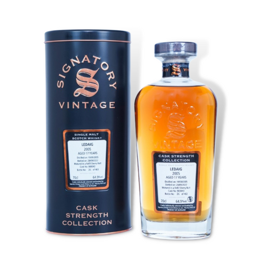 Scotch Whisky - Ledaig 2005 17 Year Old Cask Strength Single Malt Scotch Whisky 700ml (Signatory Vintage) (ABV 64.9%)