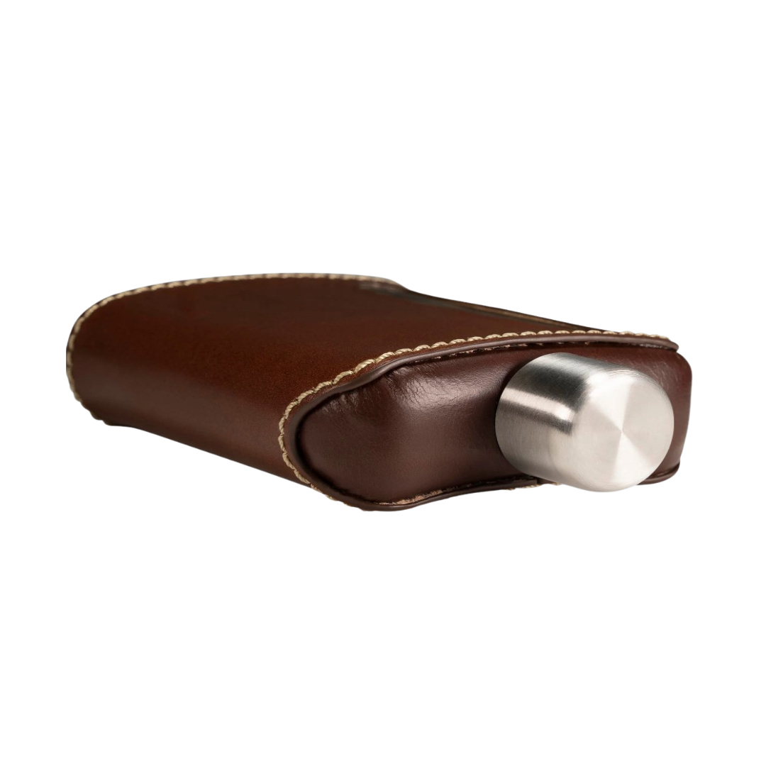 Ragproper Dark Brown Leather Glass Whisky Flask 100ml / 240ml – Luca ...