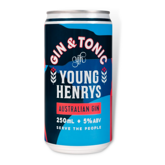 Gin Premix - Young Henrys Gin and Tonic 250ml 4 Pack / Case of 24 (ABV 5%)